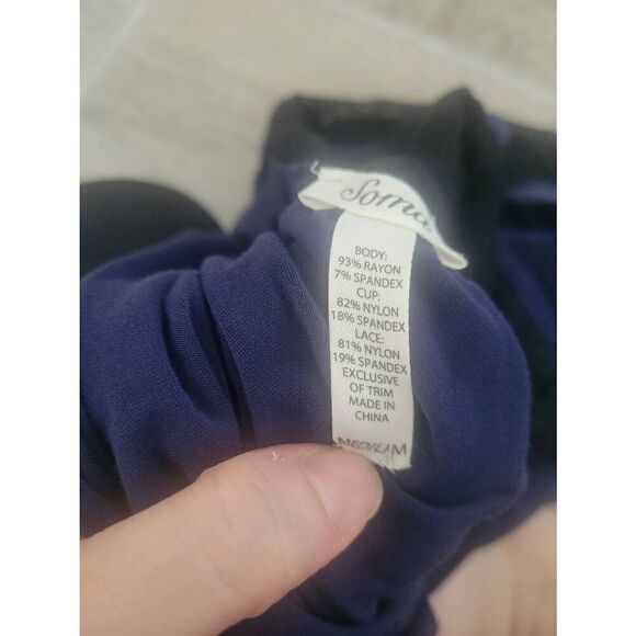 Lot of Two Soma‎ Sleepshirts Temptation Cami Lacey Sleep Top Blue and Black Size - Picture 7 of 15